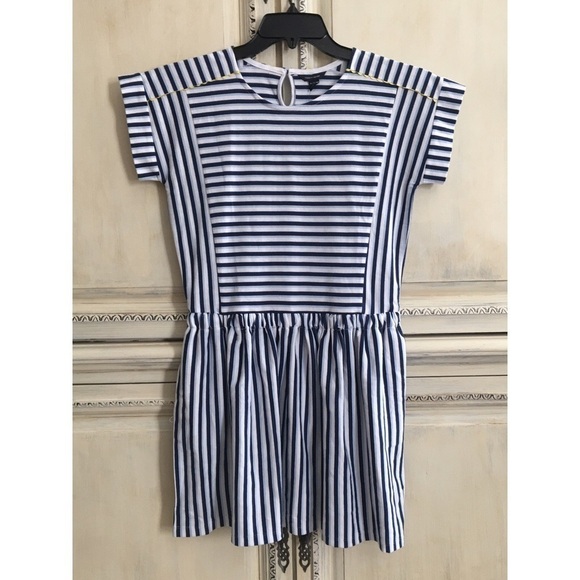 𝅺TOMMY Hilfiger Girls Flag Blue Striped Dress - Picture 3 of 7
